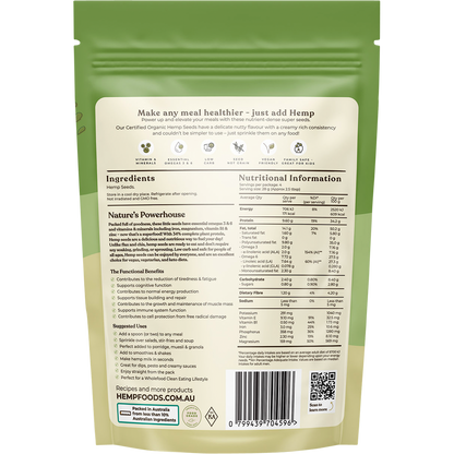 Hemp Foods Australia - Organic Hemp Seeds Hulled 114g