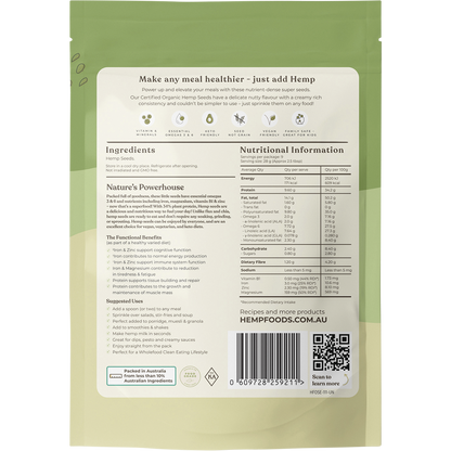Hemp Foods Australia - Organic Hemp Seeds Hulled 250g