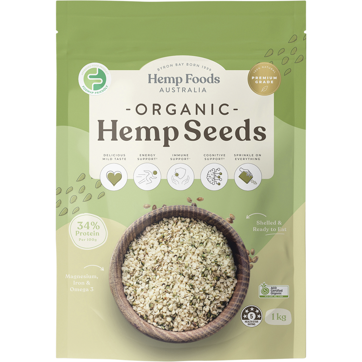 Hemp Foods Australia - Organic Hemp Seeds Hulled 1kg
