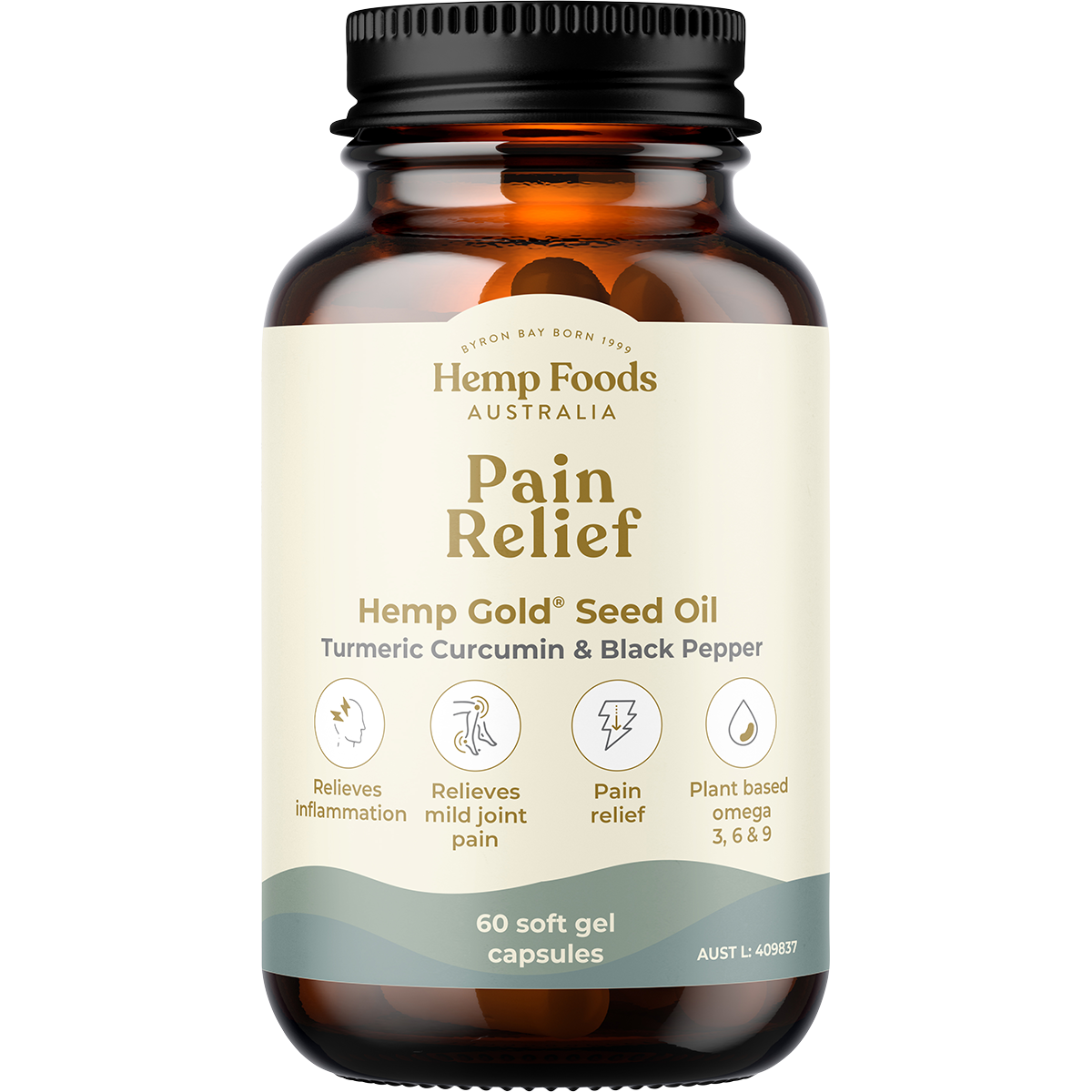 Hemp Foods Australia - Pain Relief with Hemp Gold Seed Oil 60 Caps