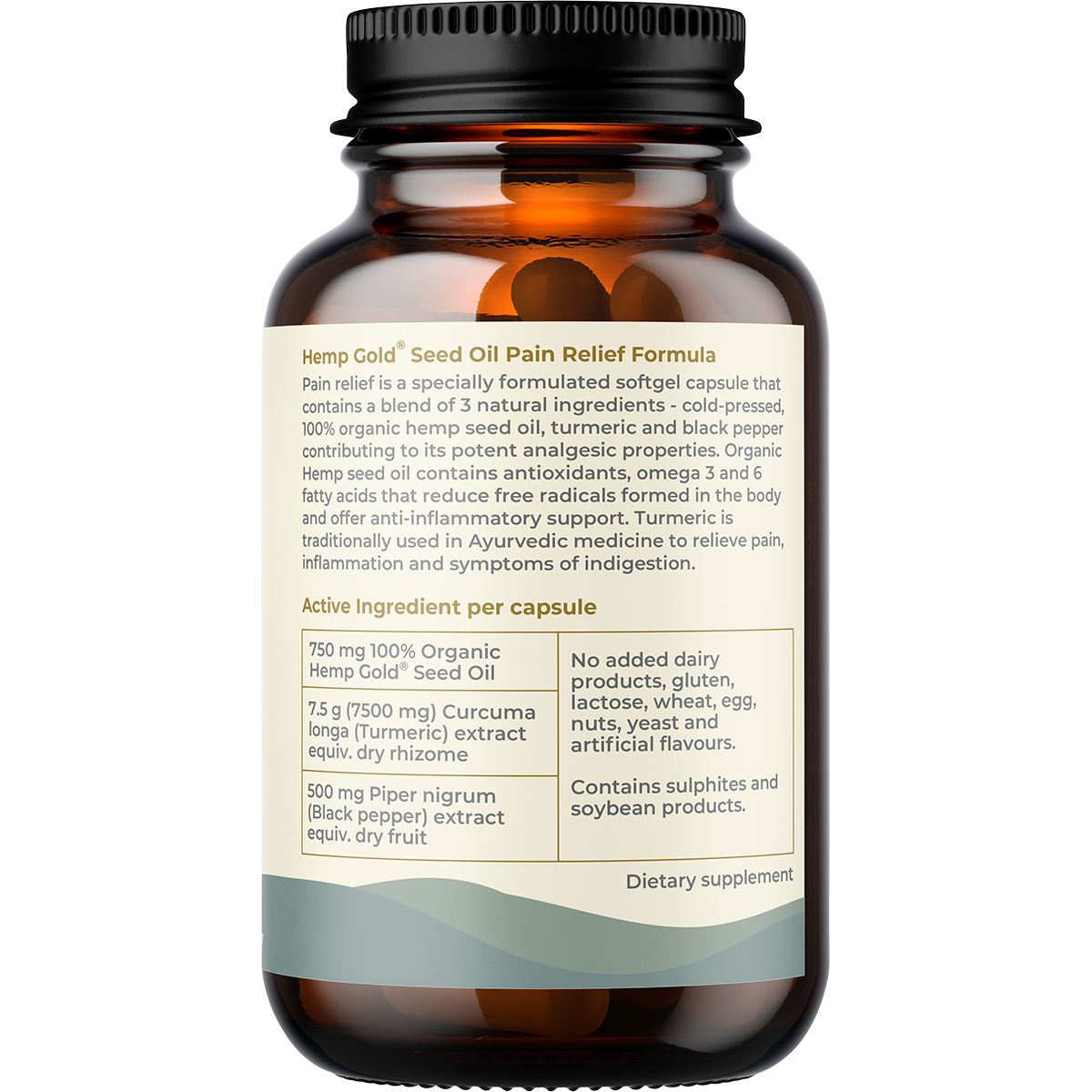 Hemp Foods Australia - Pain Relief with Hemp Gold Seed Oil 60 Caps