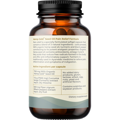 Hemp Foods Australia - Pain Relief with Hemp Gold Seed Oil 60 Caps