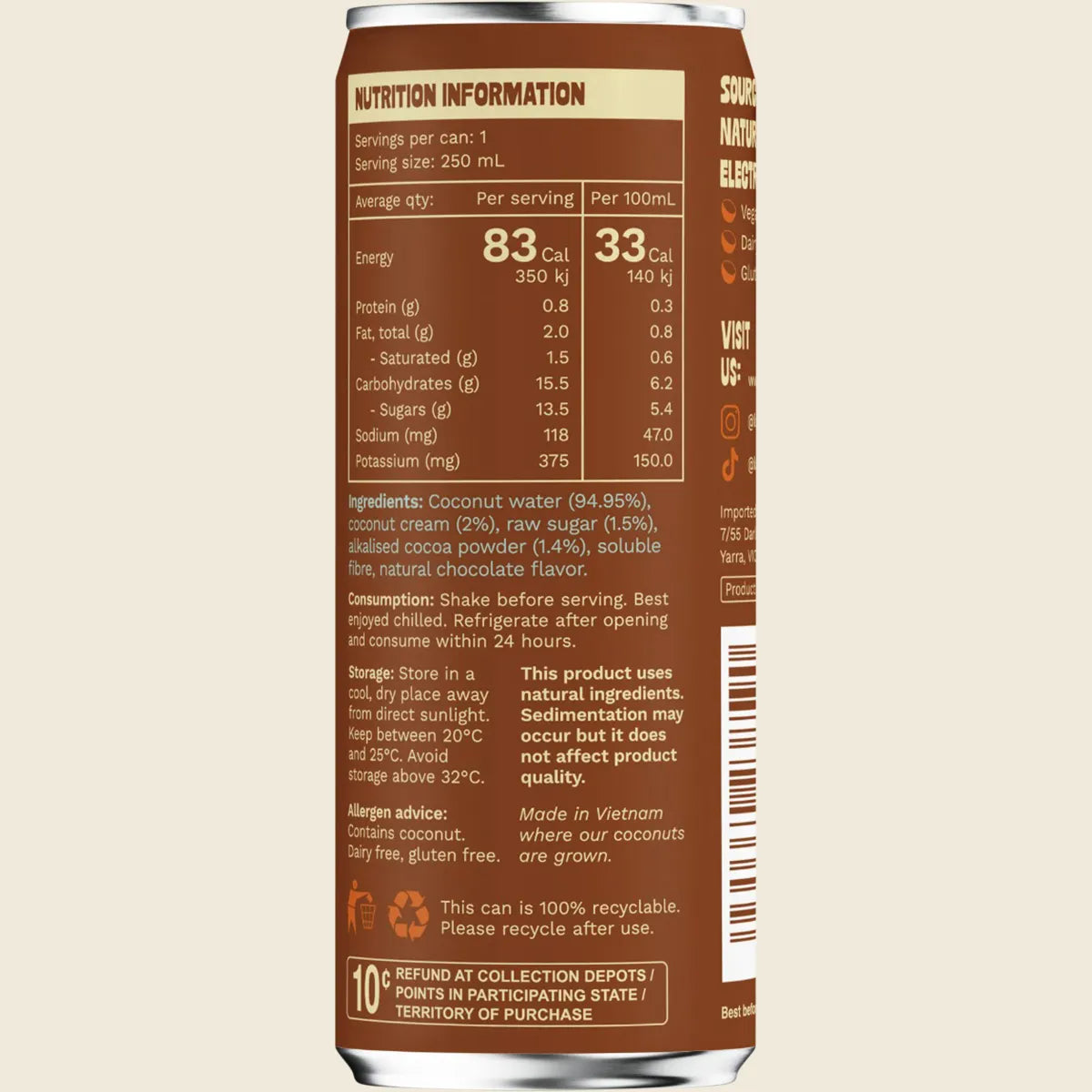 Locao - Chocolate Coconut Water 250ml