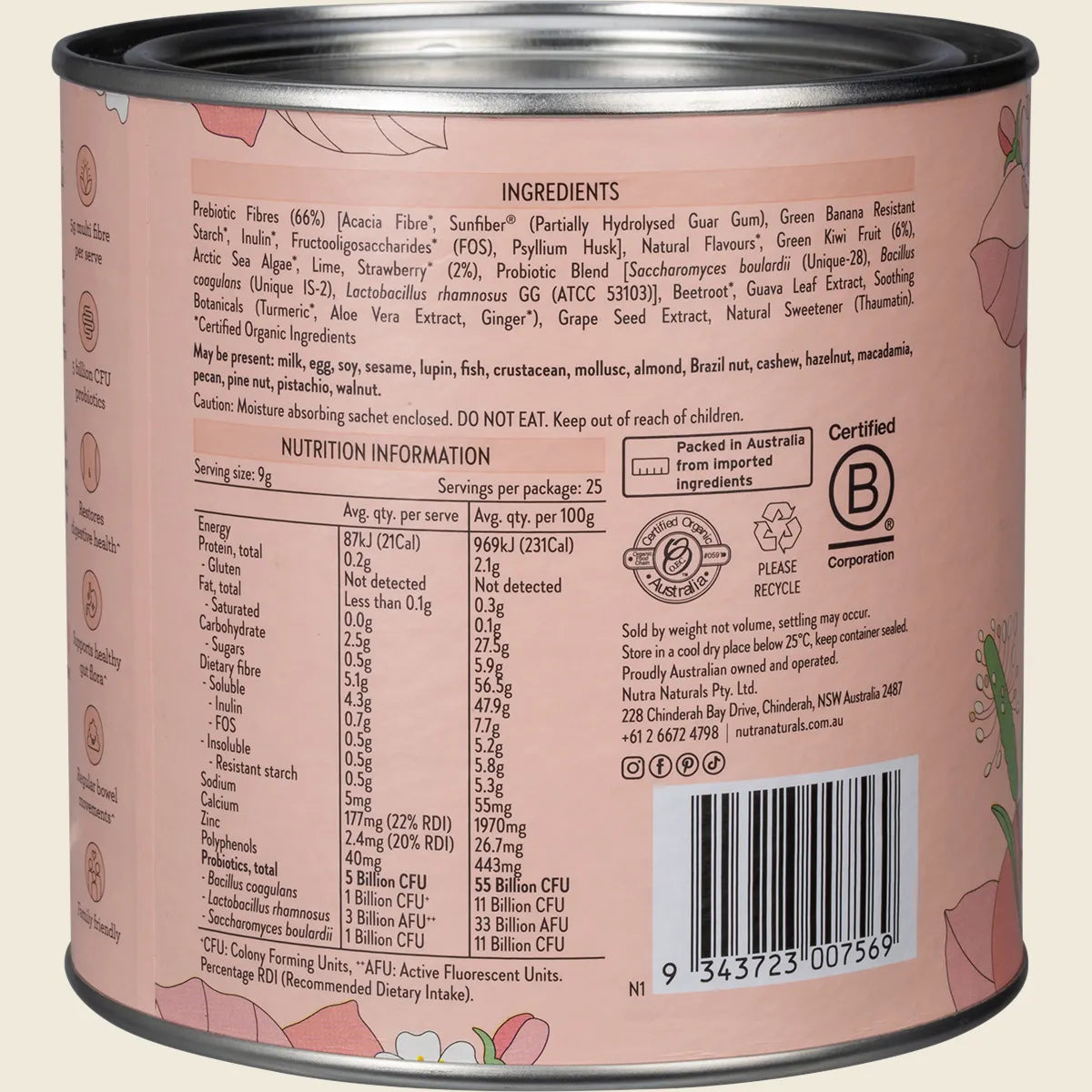 Nutra Naturals - Super Gut Strawberry Kiwi 225g