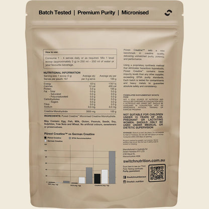 Switch Nutrition - Purest® Creatine Monohydrate 500g