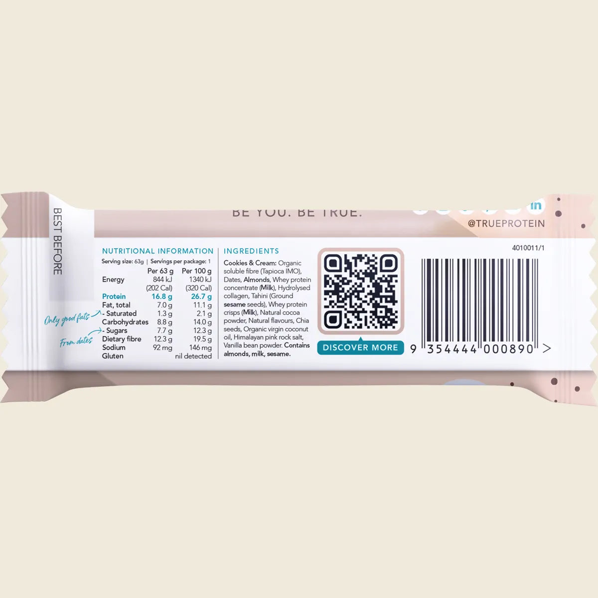 True Protein - Protein Bar Cookies & Cream 63g
