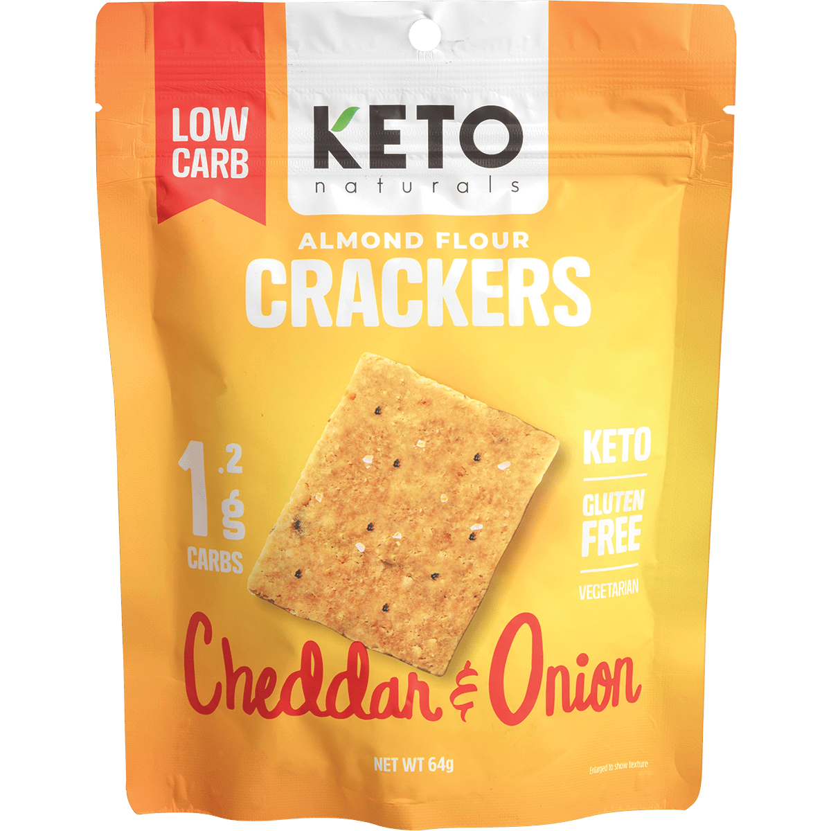 Keto Naturals - Almond Flour Crackers Cheddar & Onion 64g