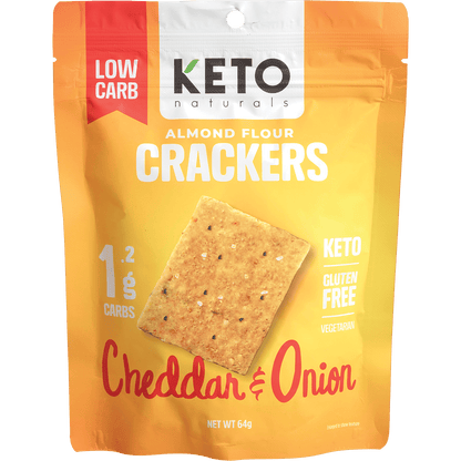 Keto Naturals - Almond Flour Crackers Cheddar & Onion 64g