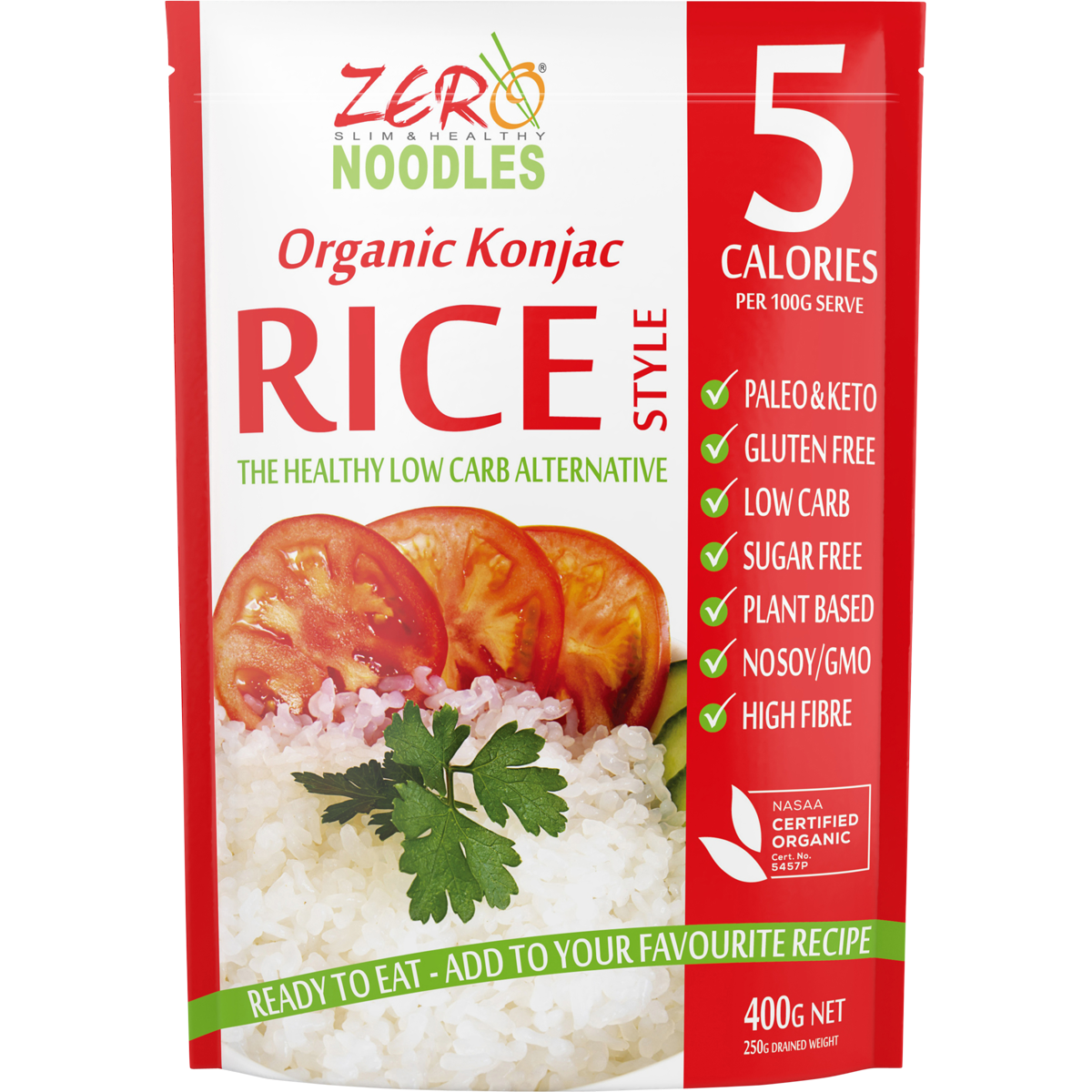 Zero Slim & Healthy - Certified Organic Konjac Rice Style 400g