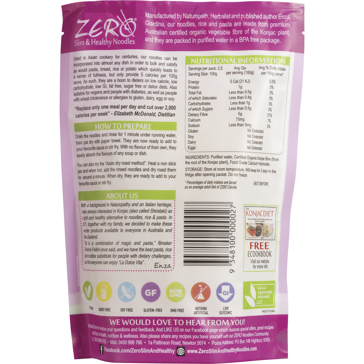 Zero Slim & Healthy - Certified Organic Konjac Fettuccini Style 400g