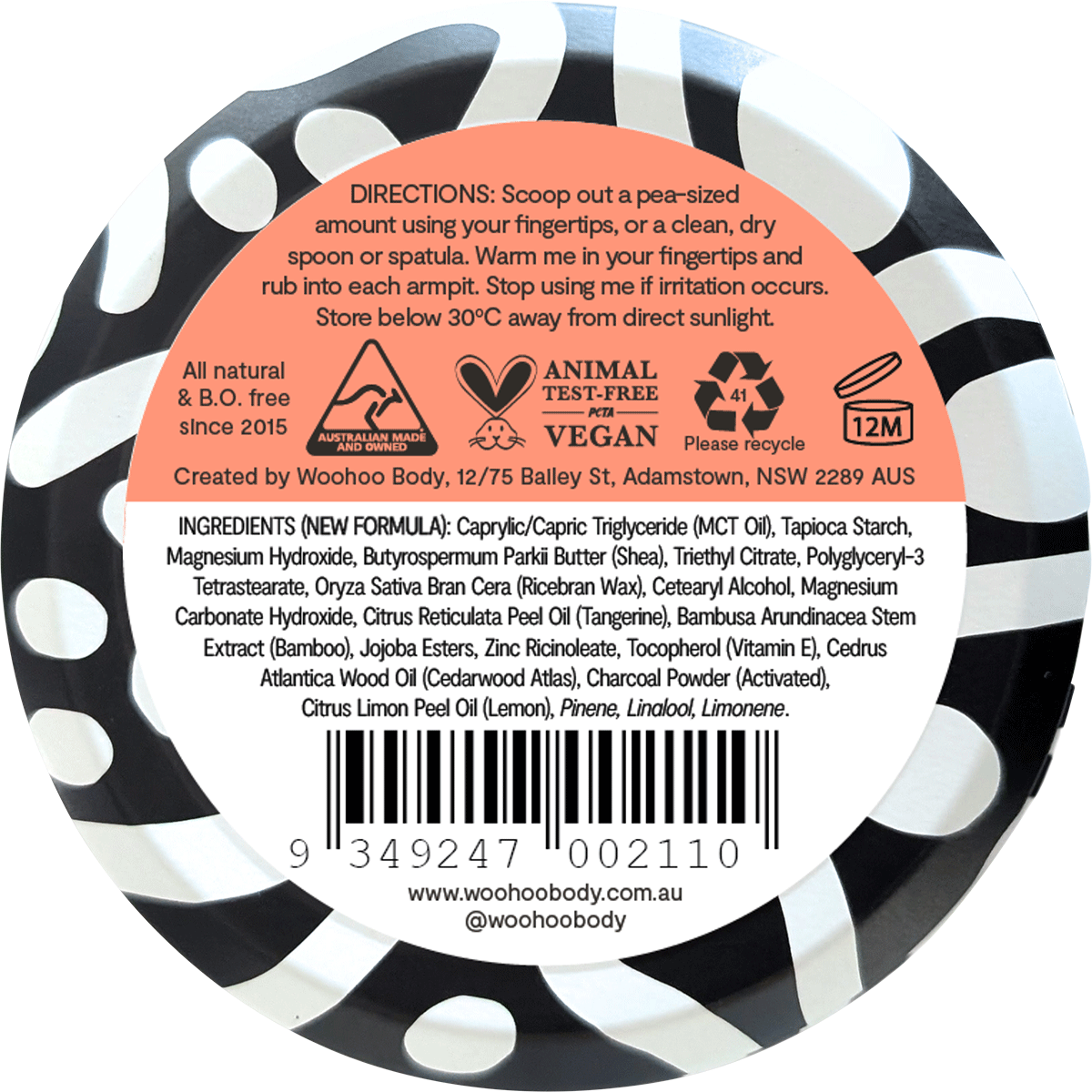 Woohoo - Deodorant Paste Tin Tango Sensitive Bicarb Free 60g