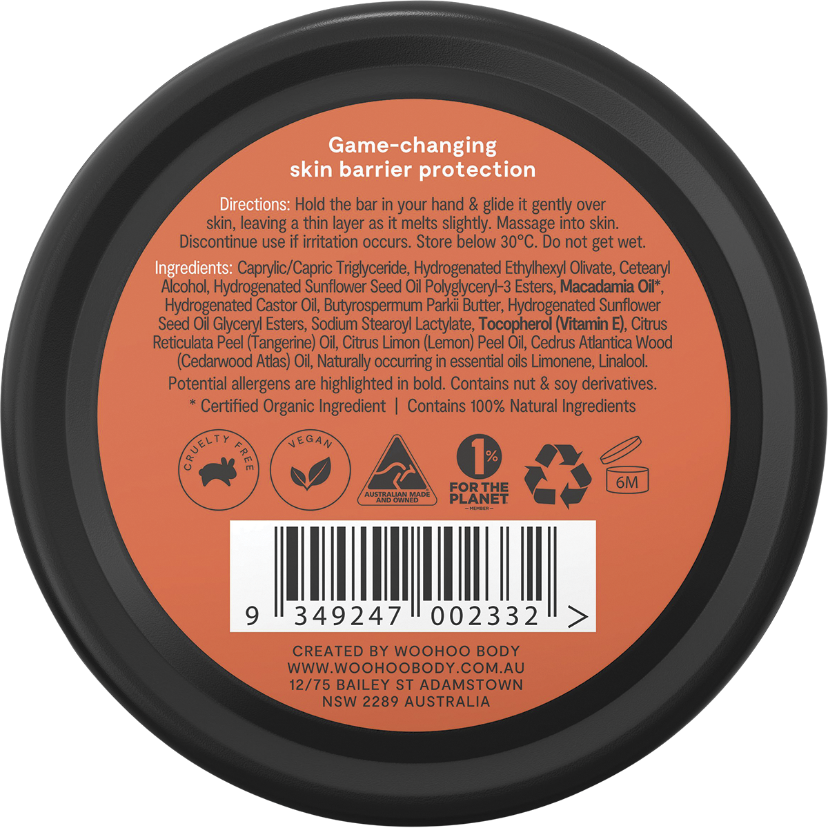 Woohoo - Bestie Solid Body Moisturiser Tin Dry Skin & Tattoo Care 70g