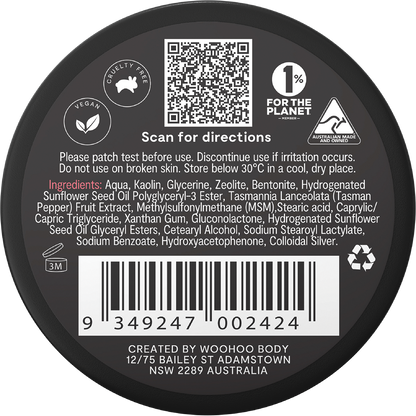 Woohoo - Armpit Detox Mask Tin Detoxifying Clay & Silver Mask 50g