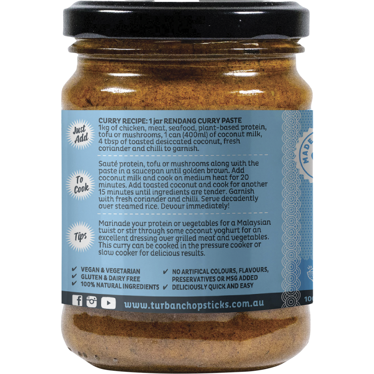 Turban Chopsticks - Curry Paste Rendang Curry 240g