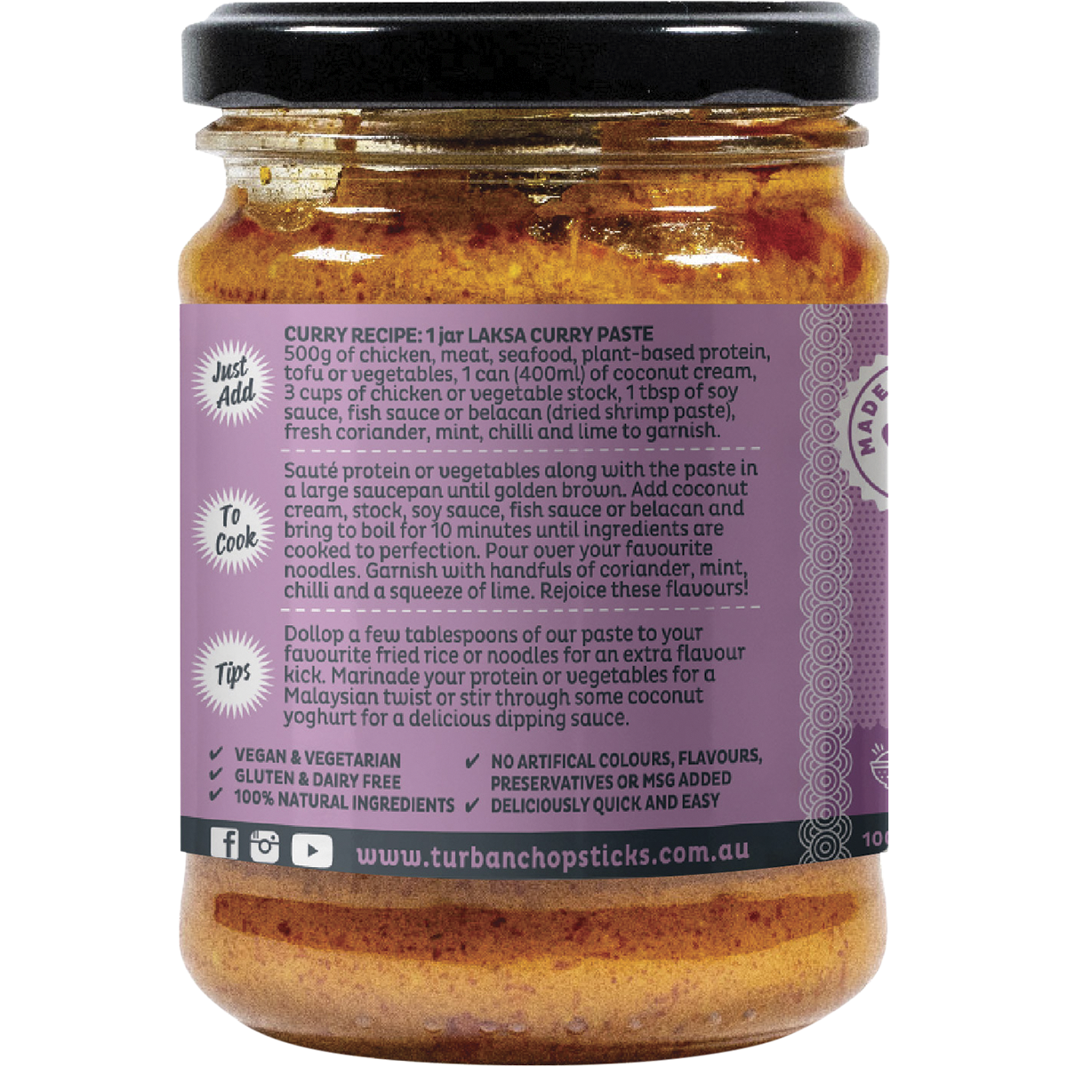 Turban Chopsticks - Curry Paste Laksa Vegan 240g