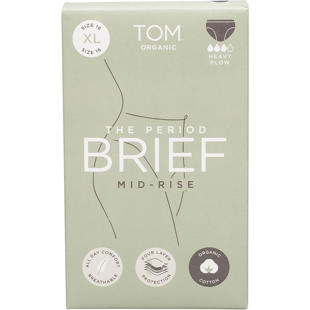 Tom Organic - The Period Brief Mid Rise Black XL