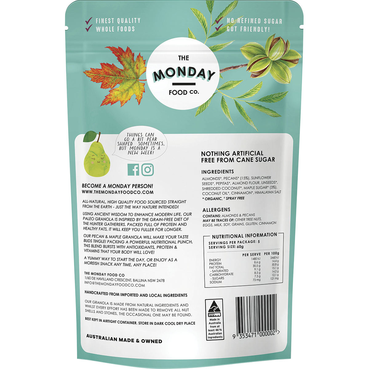The Monday Food Co - Paleo Granola Pecan & Maple 300g