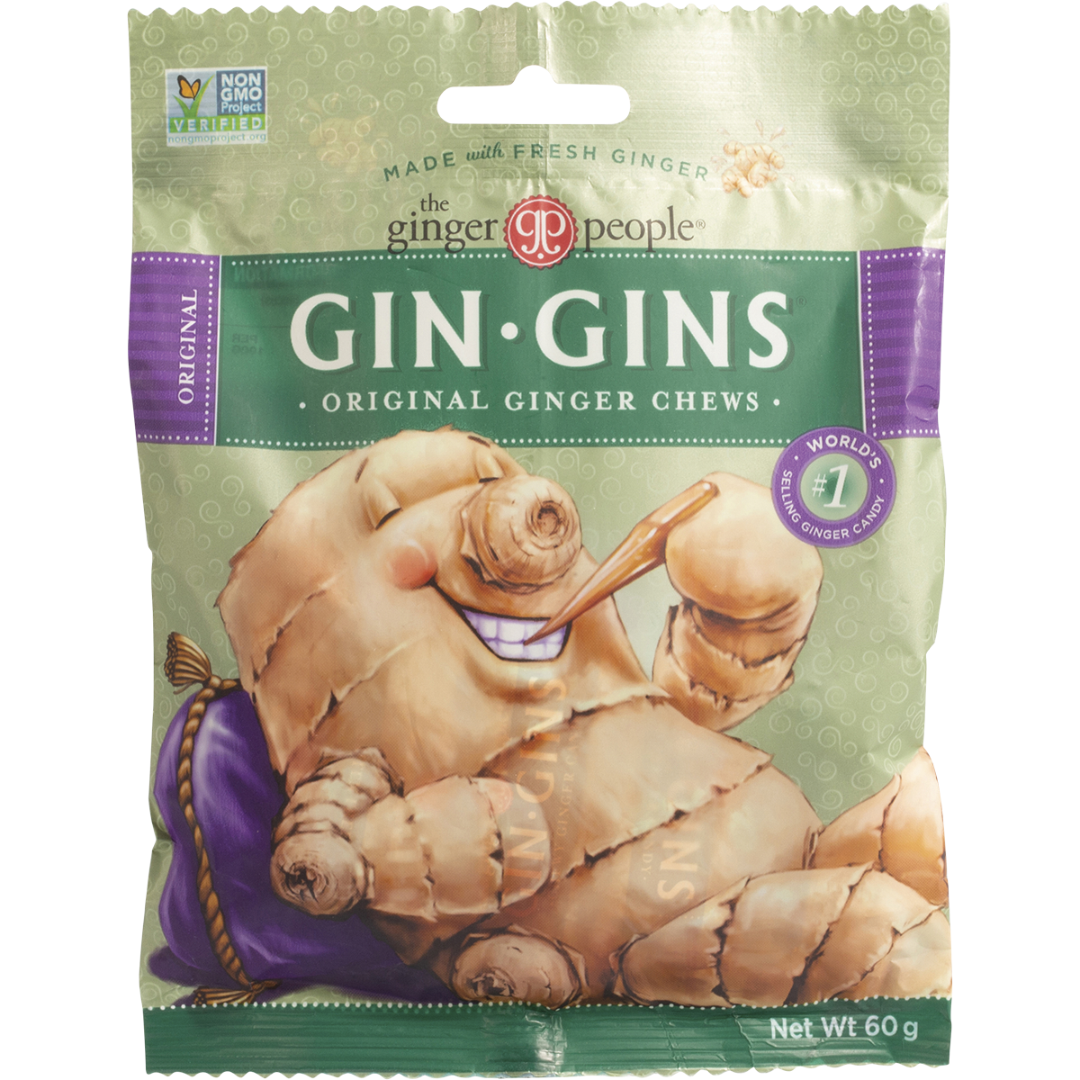 The Ginger People - Gin Gins Ginger Candy Bag Chewy Original 60g