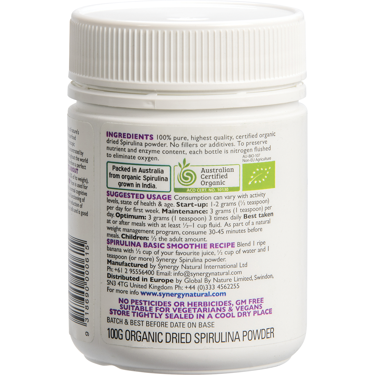 Synergy Natural - Spirulina Powder 100g