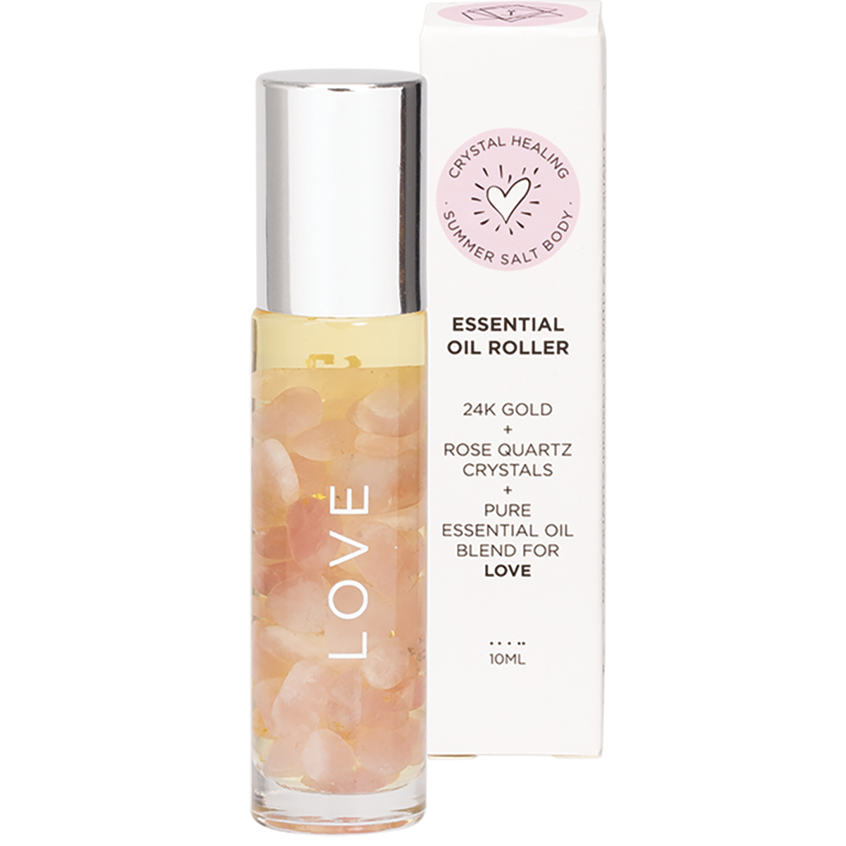 Summer Salt Body - Essential Oil Roller 24K Gold Love Rose Quartz 10ml