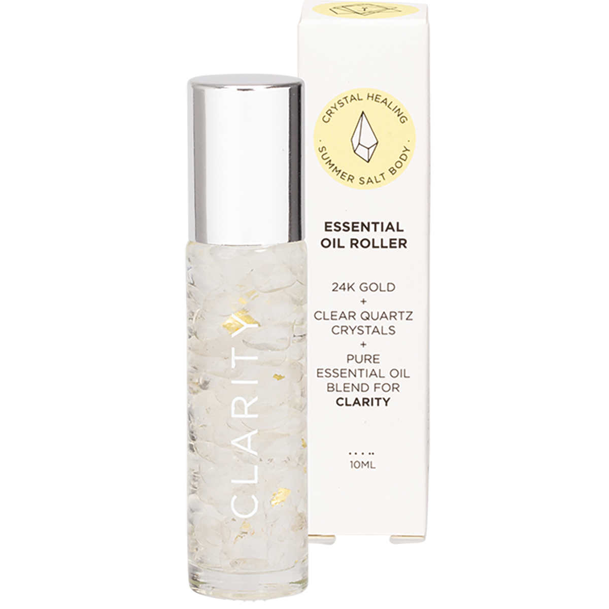 Summer Salt Body - Essential Oil Roller 24K Gold Clarity Clear Quartz 10ml