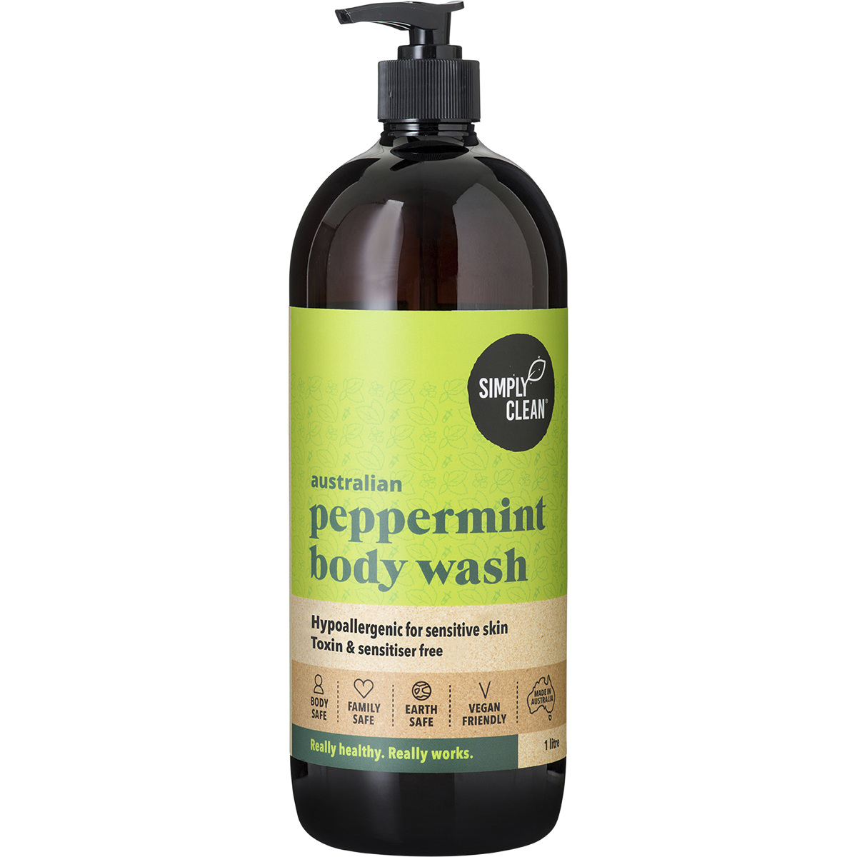 Simply Clean - Peppermint Body Wash 1L 1lt
