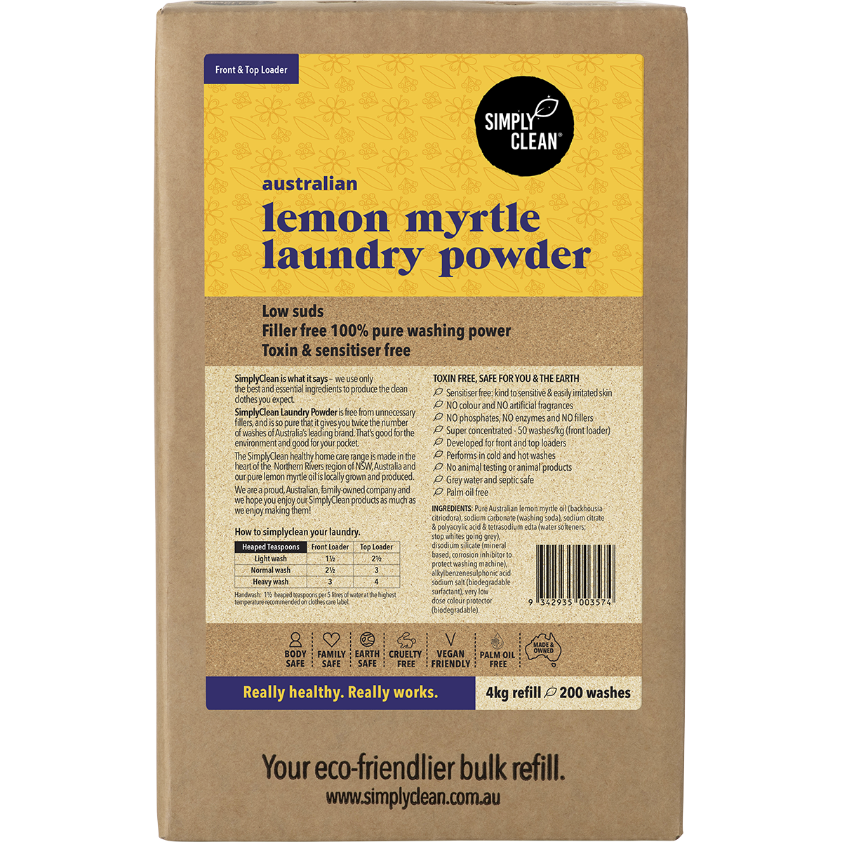 Simply Clean - Laundry Powder Lemon Myrtle 4kg