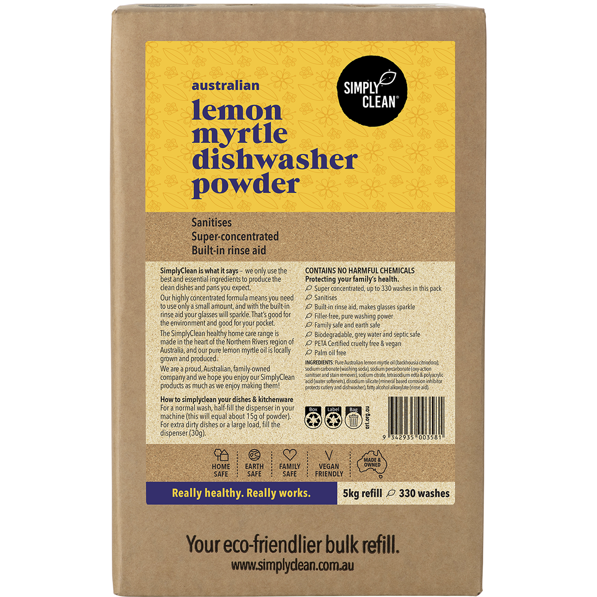Simply Clean - Dishwasher Powder Lemon Myrtle 5kg