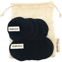 Ever Eco - Reusable Bamboo Makeup Removal Pads Black with Wash Bag 10pk