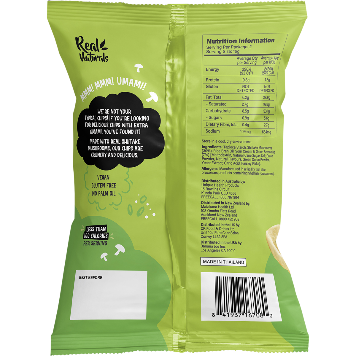 Real Naturals - Shiitake Mushroom Chips Sour Cream & Onion 32g