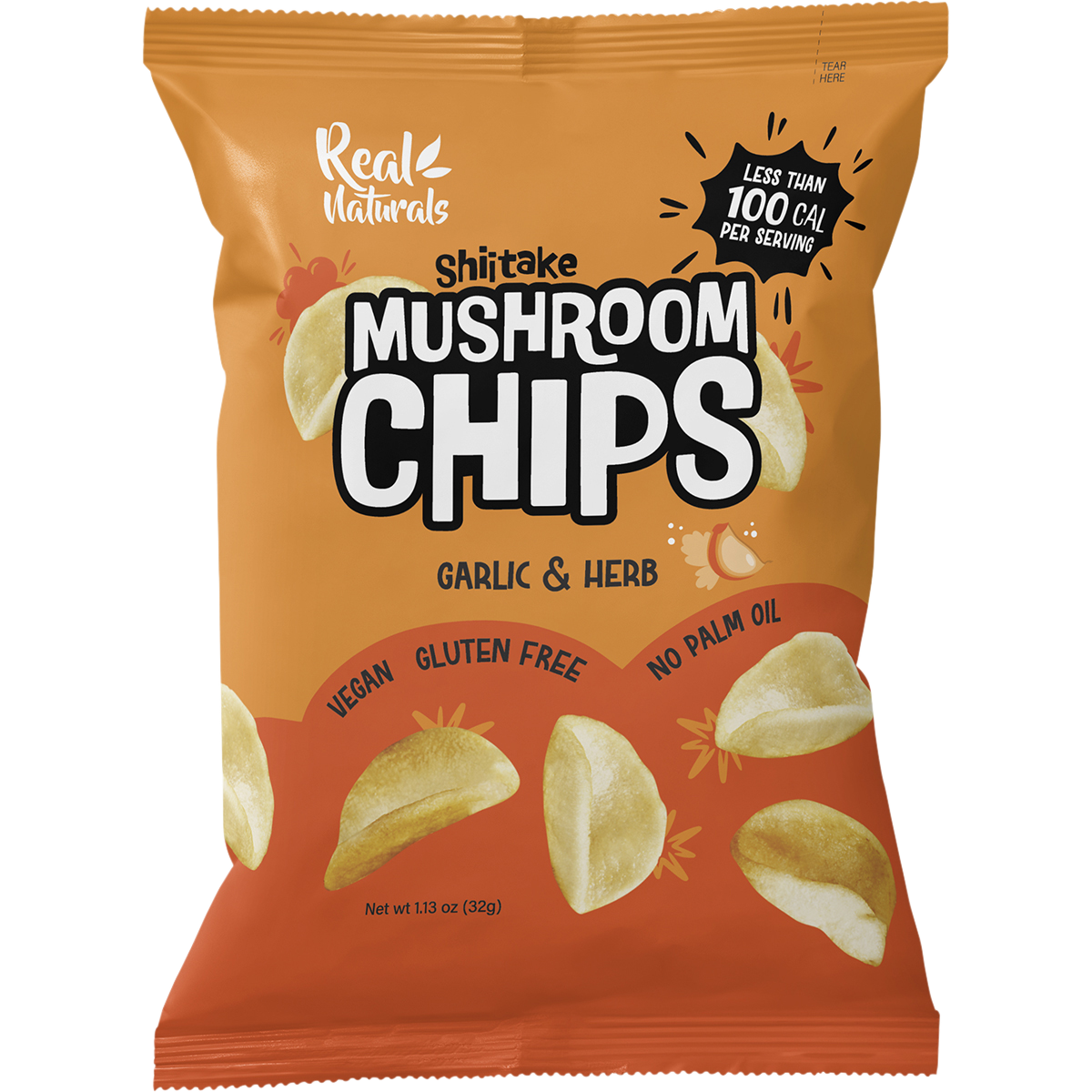 Real Naturals - Shiitake Mushroom Chips Garlic & Herb 32g