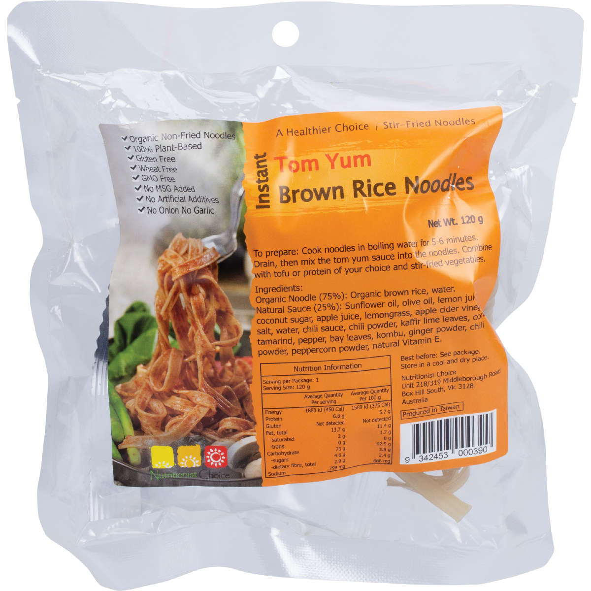 Nutritionist Choice - Instant Tom Yum Brown Rice Noodle Kit 120g