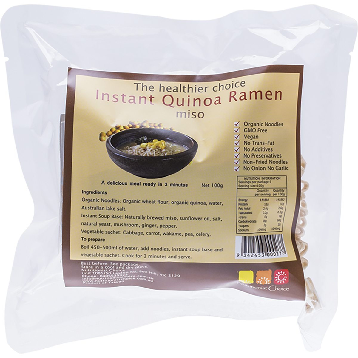 Nutritionist Choice - Instant Quinoa Ramen Miso 100g