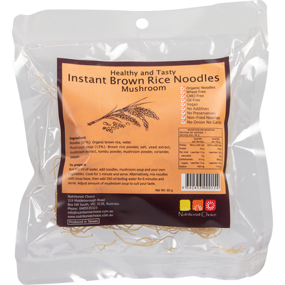 Nutritionist Choice - Instant Brown Rice Noodles Mushroom 60g