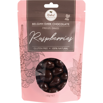 Naked Chocolate Co - Freeze Dried Raspberries Dark Chocolate 100g