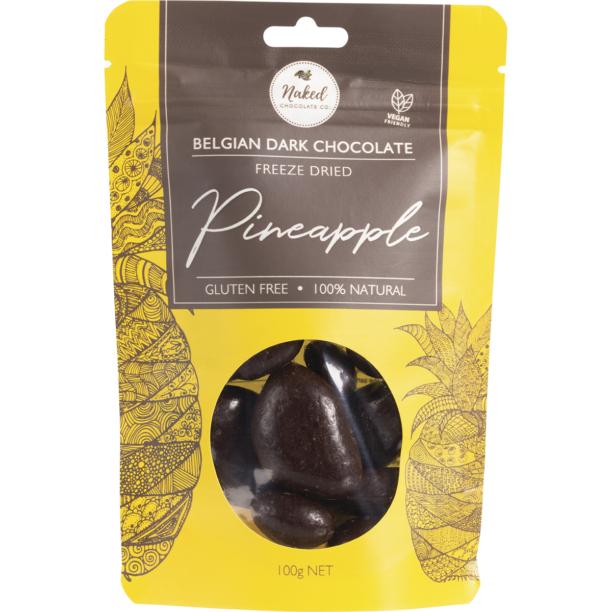 Naked Chocolate Co - Freeze Dried Pineapple Dark Chocolate 100g