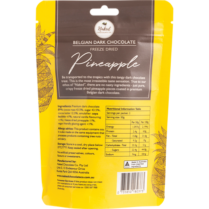 Naked Chocolate Co - Freeze Dried Pineapple Dark Chocolate 100g