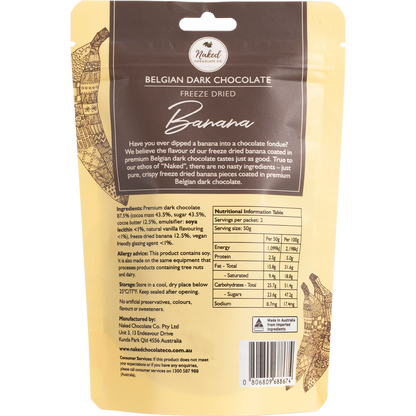 Naked Chocolate Co - Freeze Dried Banana Dark Chocolate 100g