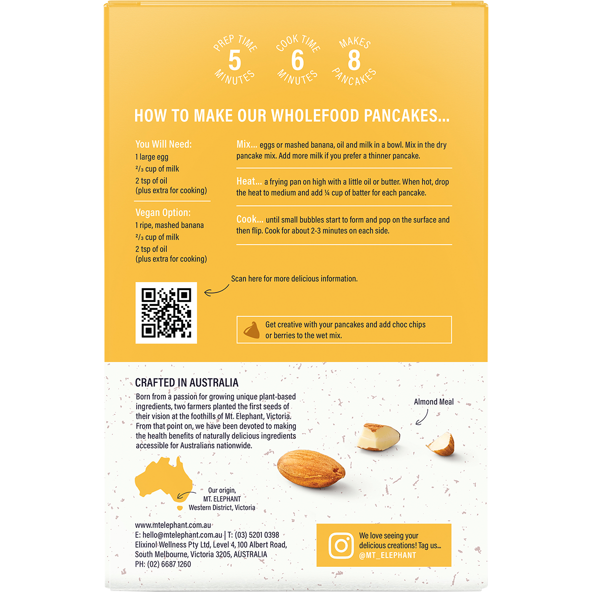 Mt. Elephant - Wholefood Pancake Mix Very Vanilla 230g