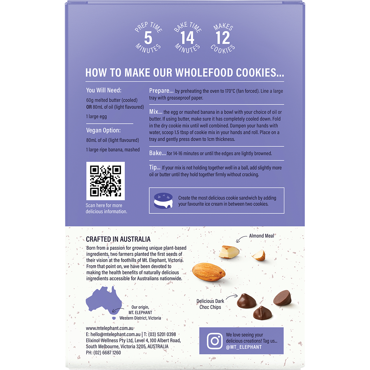 Mt. Elephant - Wholefood Cookie Mix Double Choc 375g