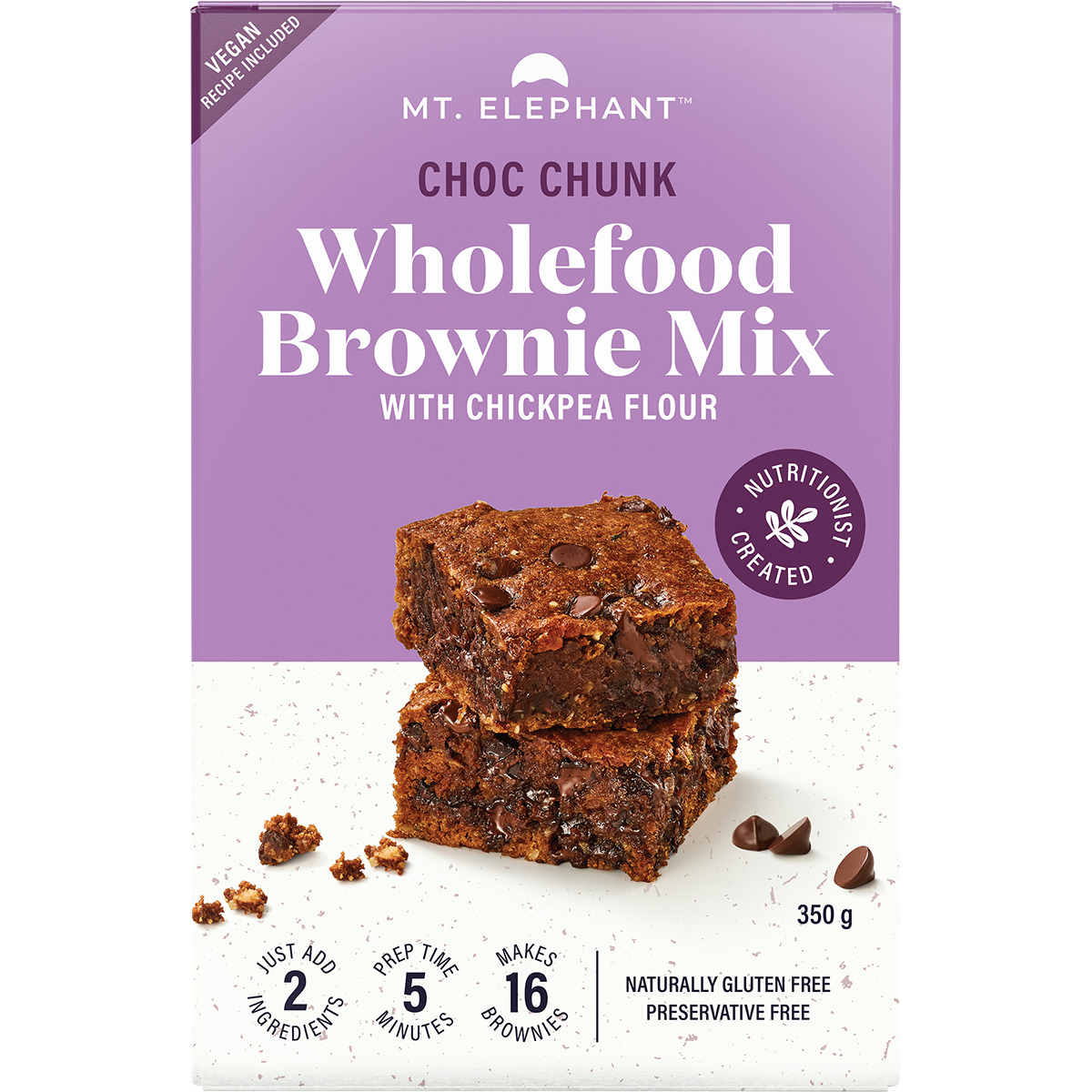 Mt. Elephant - Wholefood Brownie Mix Choc Chunk 350g