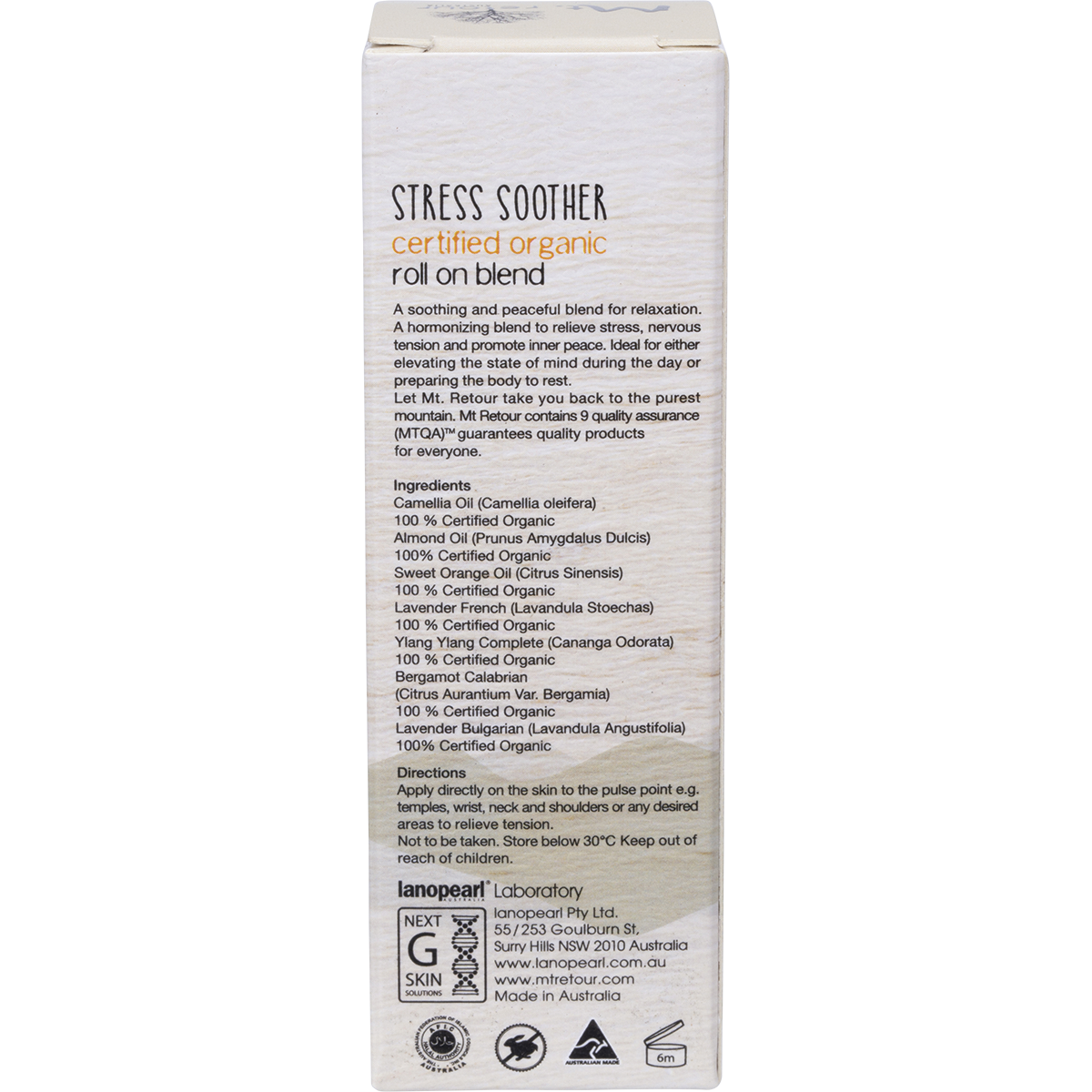 Mt Retour - Essential Oil 100% Stress Soother Blend Roll-On 10ml