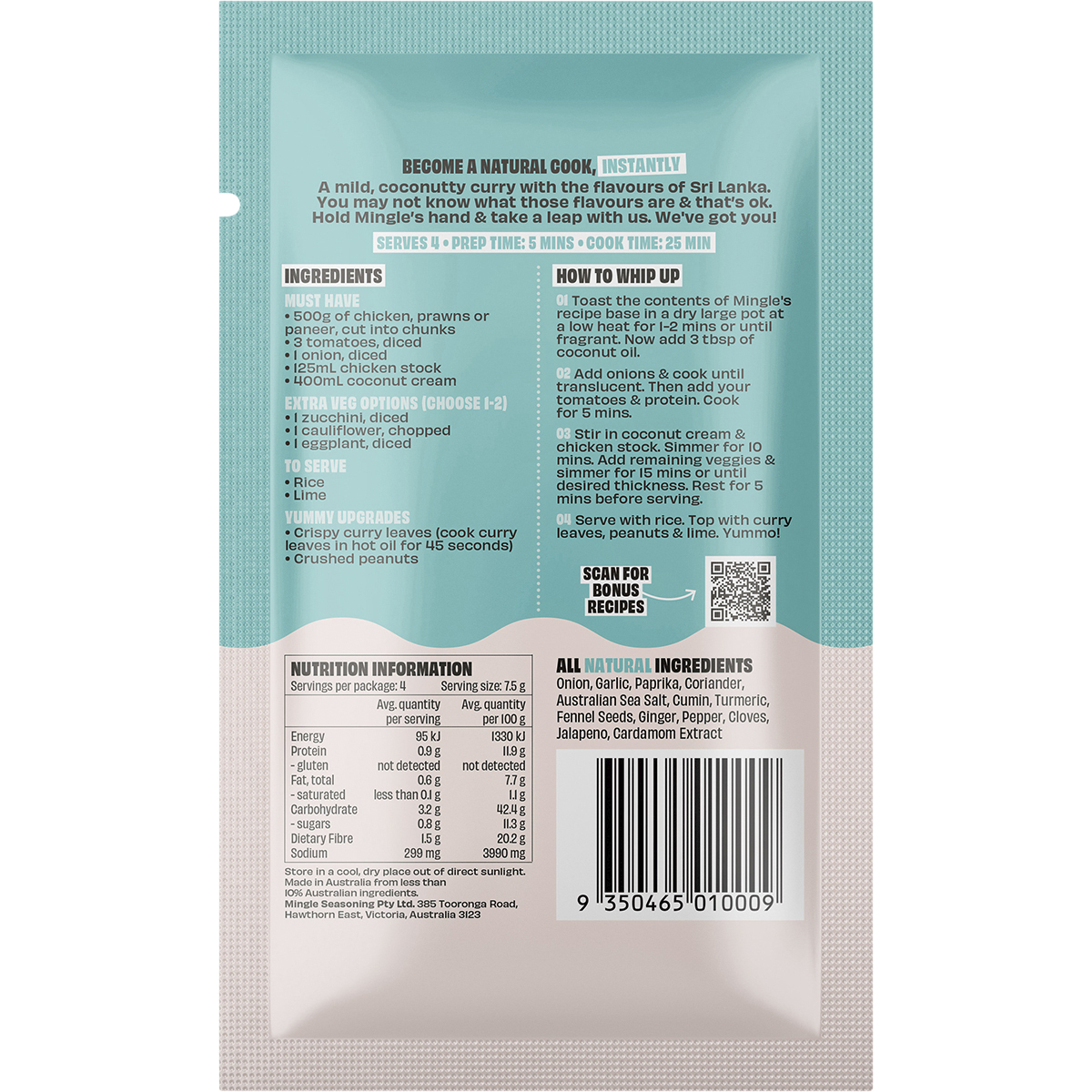 Mingle - Sri Lankan Curry All Natural Recipe Base 30g