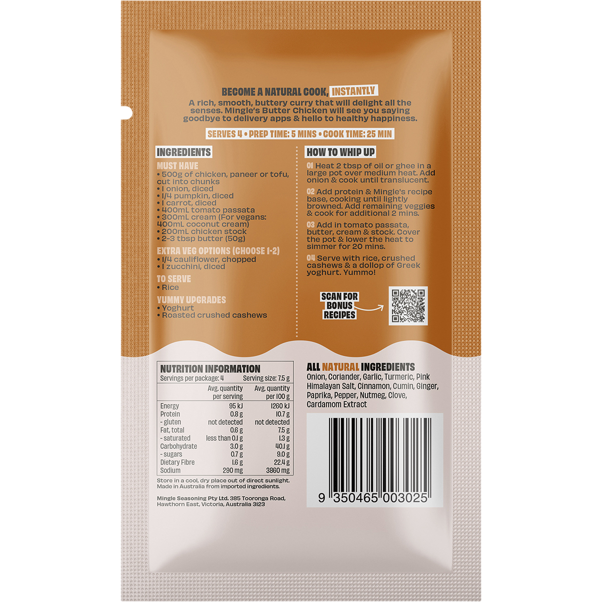 Mingle - Butter Chicken All Natural Recipe Base 30g