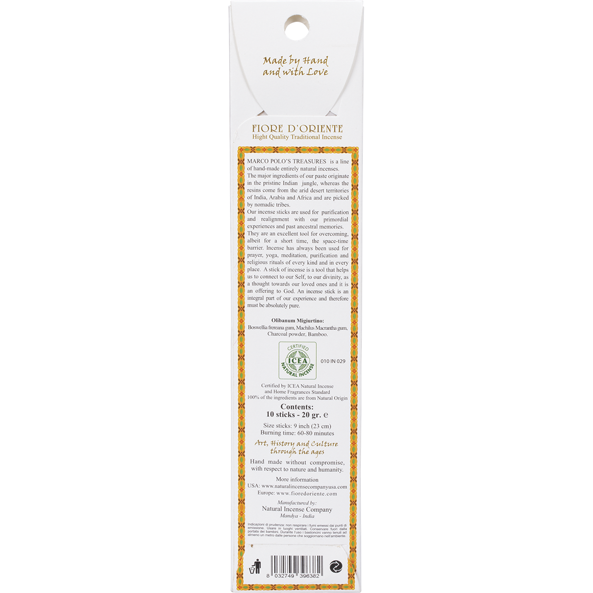 Marco Polo's Treasures - Incense Sticks Olibanum Migiurtino 10pk