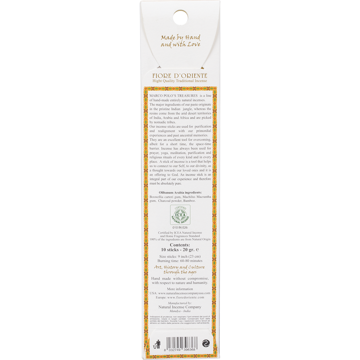 Marco Polo's Treasures - Incense Sticks Olibanum Arabia 10pk