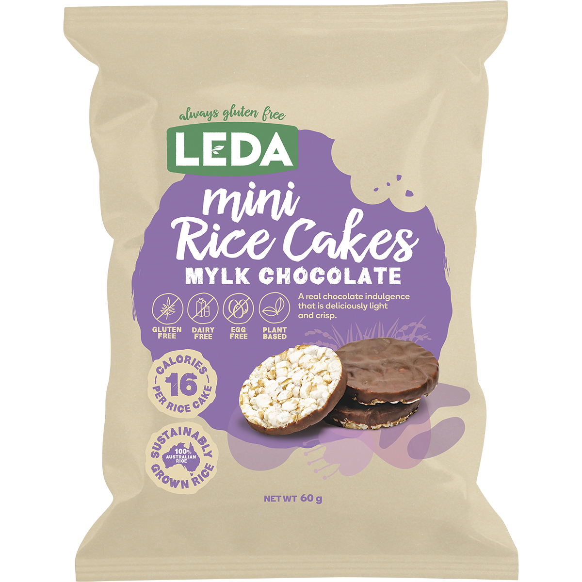 Leda - Mini Rice Cakes Mylk Chocolate 60g