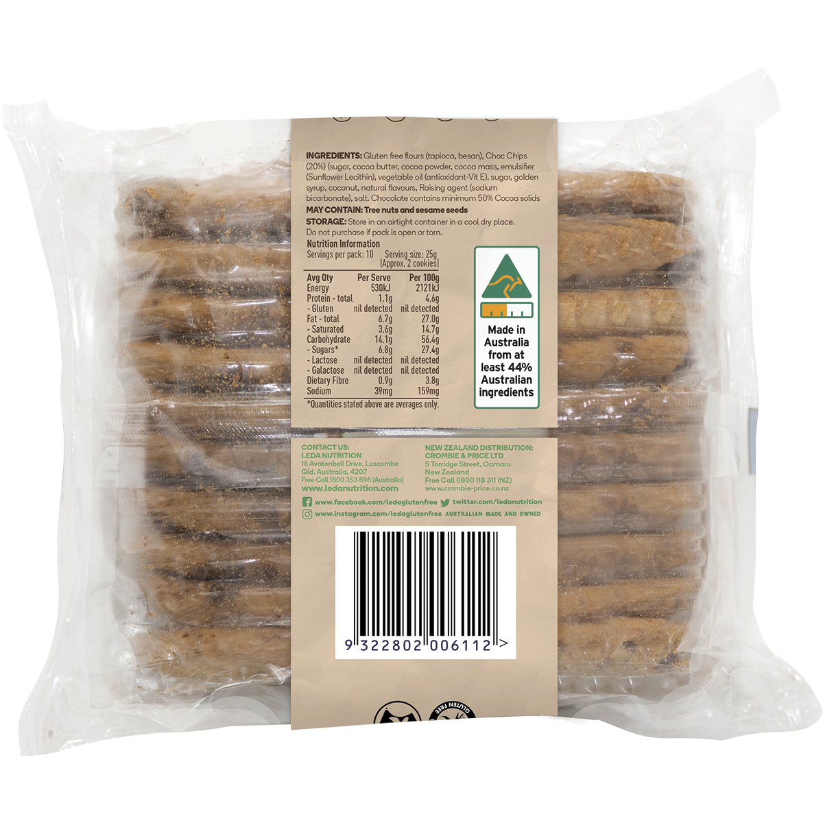 Leda - Choc Chip Cookies Bakery Range 250g