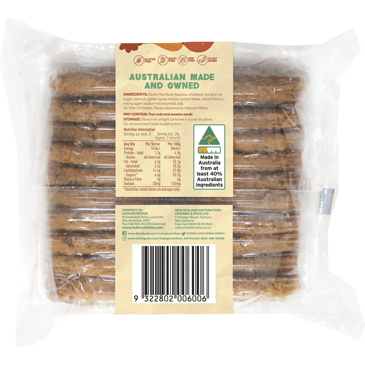 Leda - ANZAC Biscuits Bakery Range 250g
