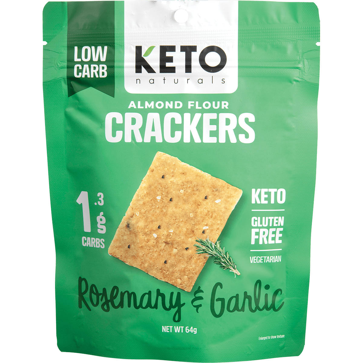 Keto Naturals - Almond Flour Crackers Rosemary & Garlic 64g